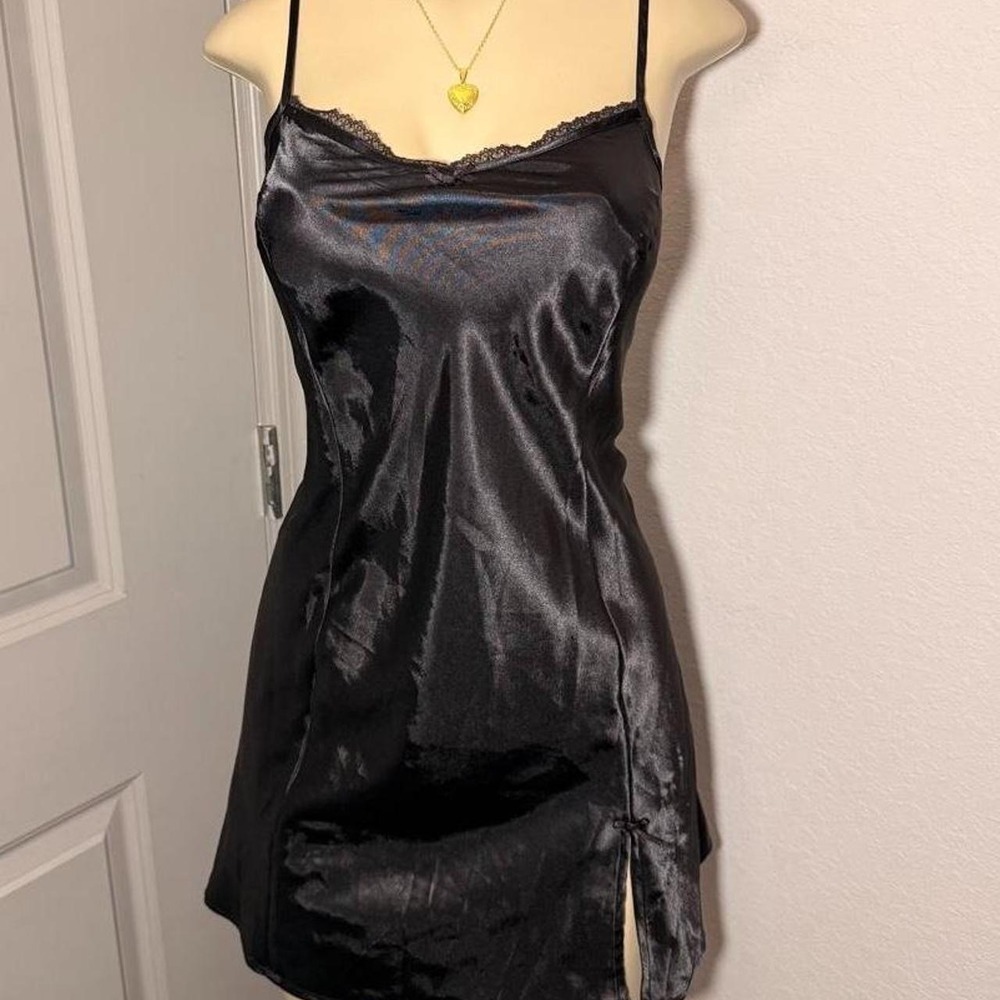 Apt. 9 Black satin slip dress